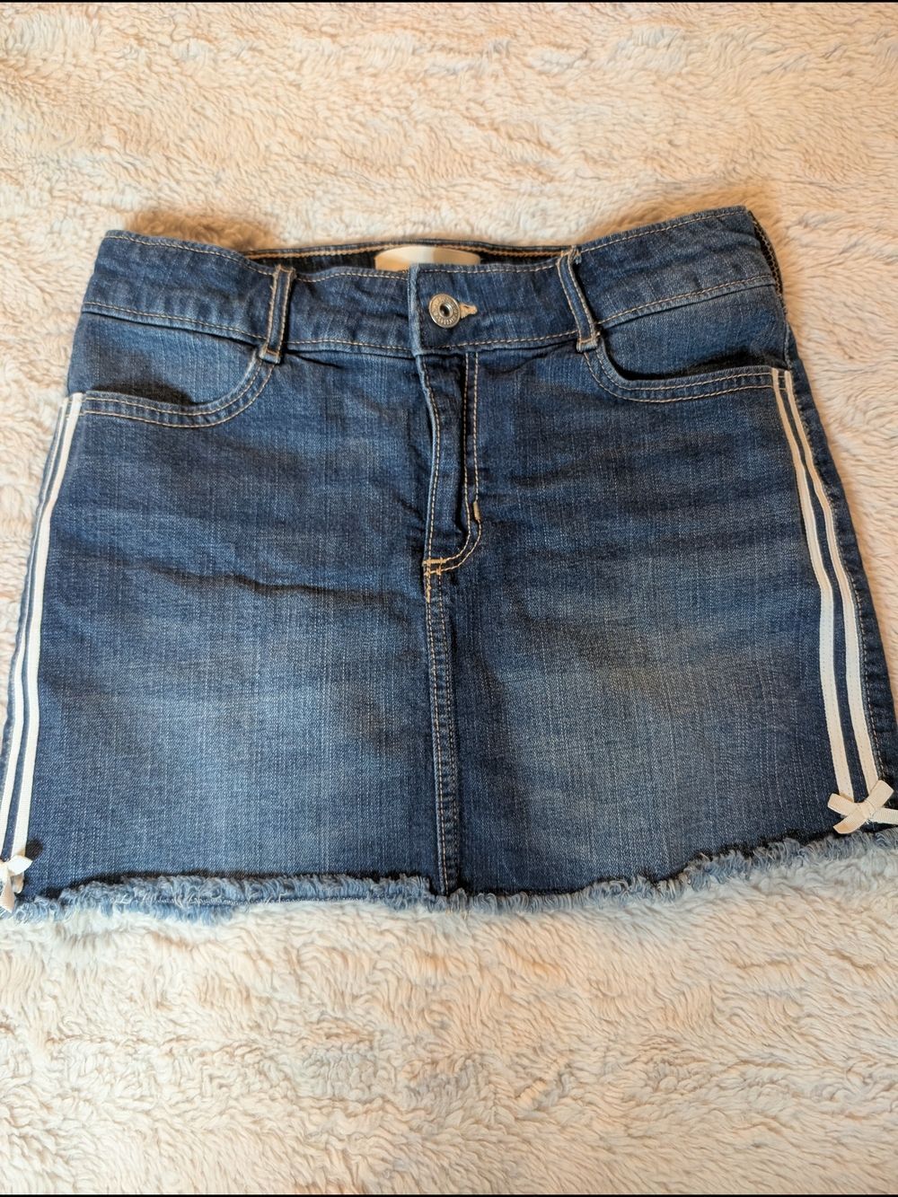 abercrombie kids blue denim skirt side stripe‎ w shorts 13/14